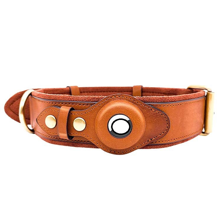 Leather Dog Collar with Location Tracker