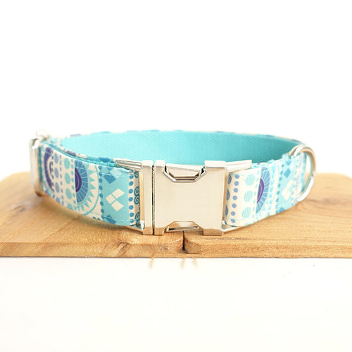 Blue Flower Handmade Dog Collar