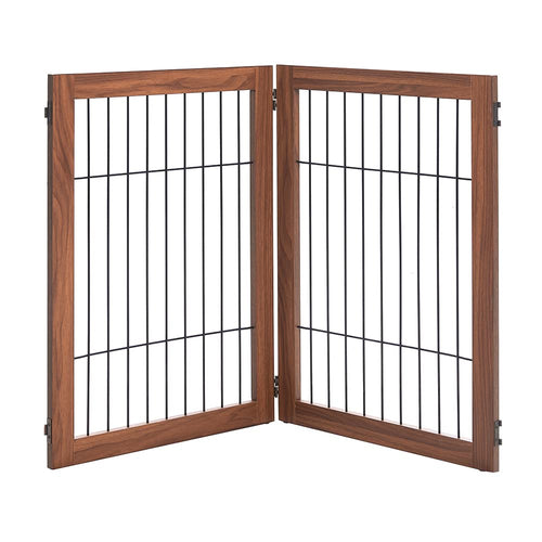 beeNbkks Extended Panels Pet Playpen Freestanding Pet Gate 2 Panels Foldable Pet Gate for Stairs Doorways House Wood Indoor Pet Barrier Fence for Dogs & Puppies