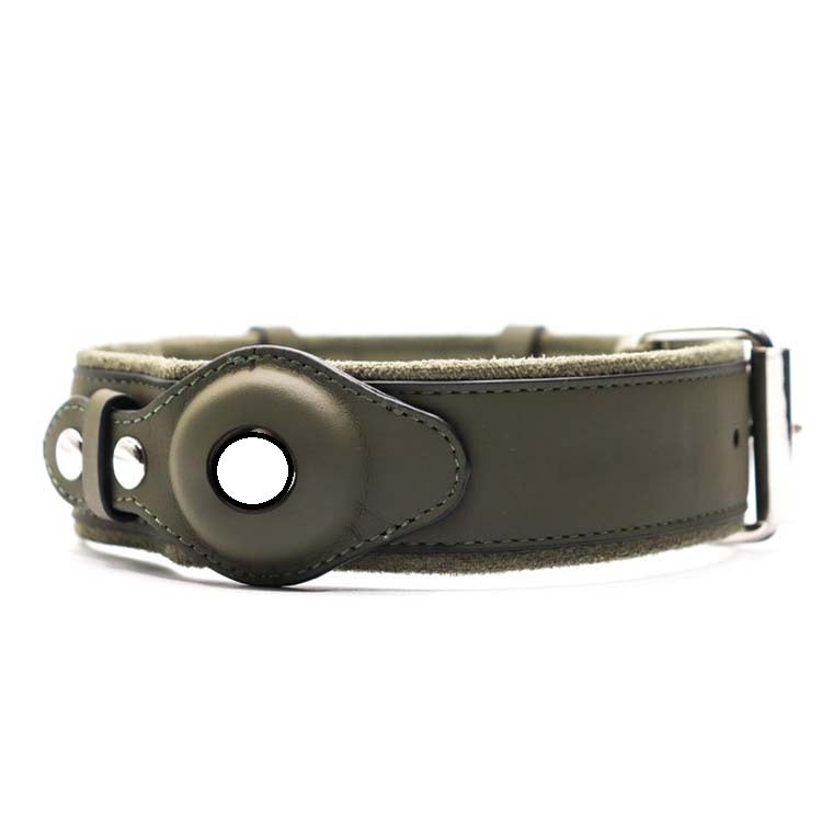 Leather Dog Collar with Location Tracker