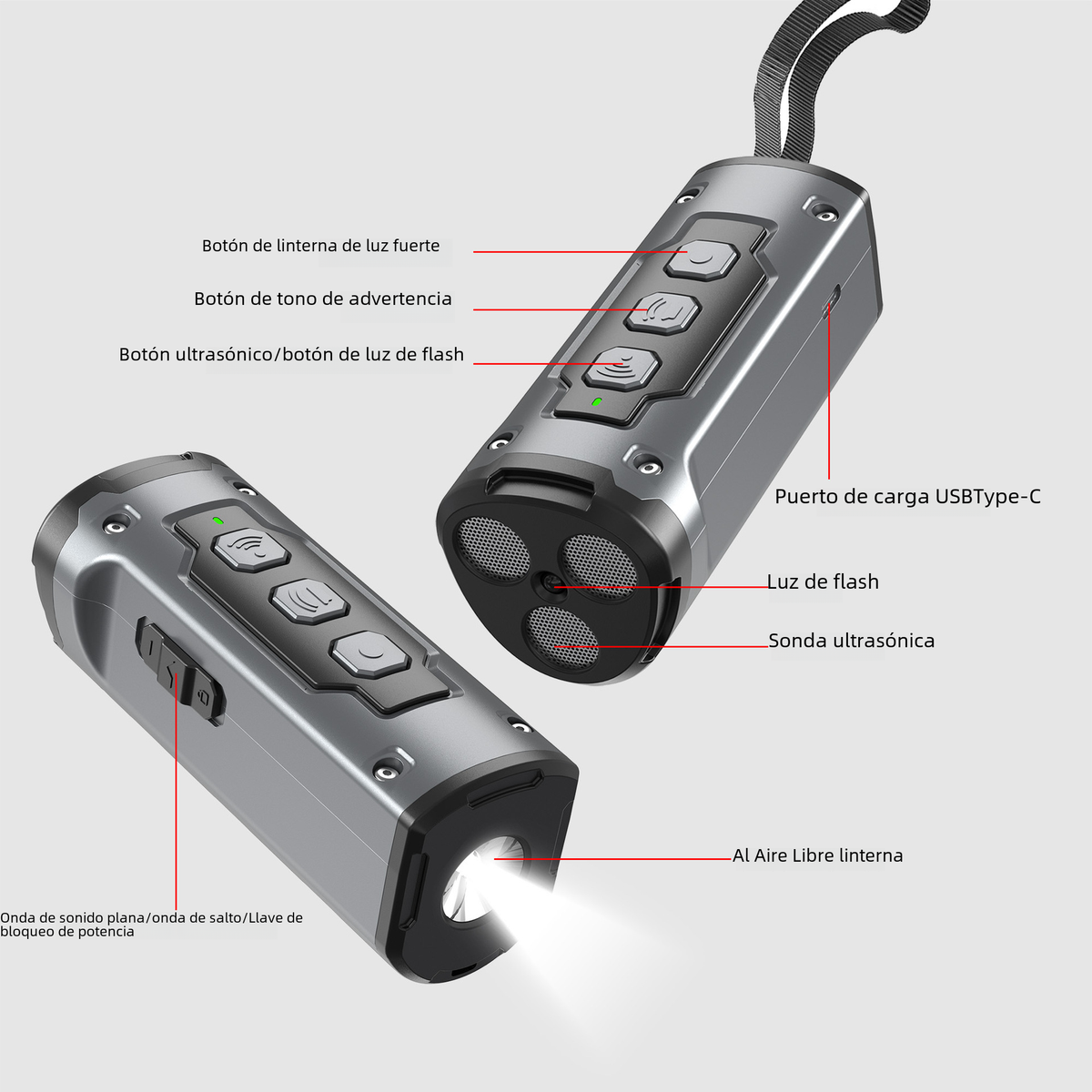 Ultrasonic Bark Deterrent with Flashlight