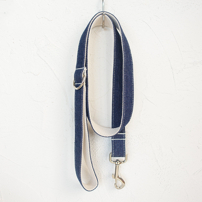 MUTTCO Adjustable Denim Dog Collar with Leash