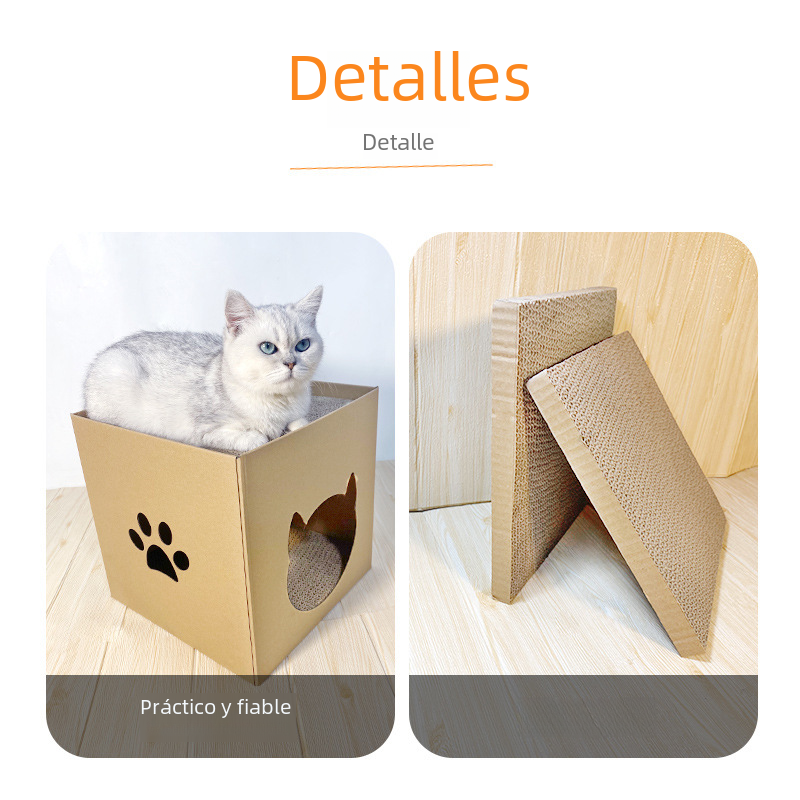 Vertical Cat Scratching Post with Corrugated Paper House