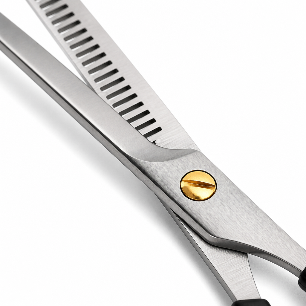 ProBlend Pet Thinning Shears stainless steel teeth and pivot detail